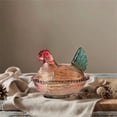 thumbnail image 2 of Hen on Nest Glass Dish, Crystal Glasses Candy Dish with Lid Hen-Shaped Chicken Fruit Bowl Dessert Snacks Plate Retro Bowl Jar for Home Office Tabletop Decor Kitchen Candy Jars (Orange), 2 of 5