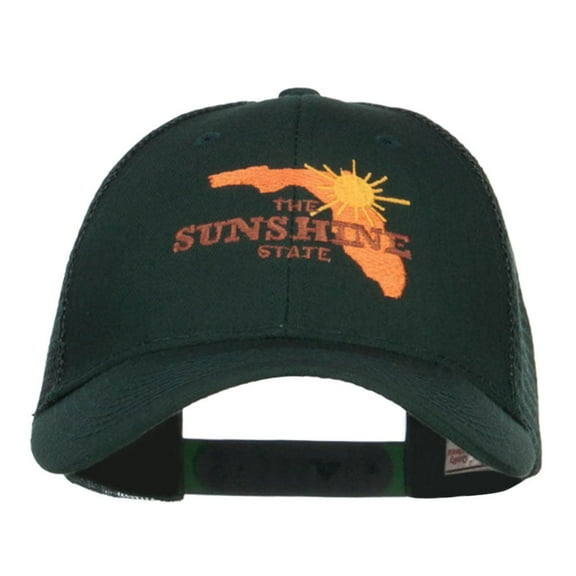 Florida Sunshine State Embroidered Mesh Cap - Dk Green OSFM