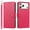 Hotpink, variant on For iPhone 15 Plus Classic Leather Wallet Folio Case with wrist strap - Hot Pink