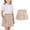 Beige, variant on Ynynloco Girls Casual Mini High Waist Stretchy Flared Pleated Skater School Uniform Skirts