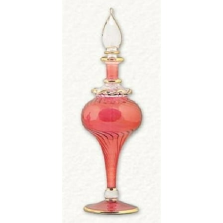 Red Swirl with Gold Trim Egyptian Blown Glass Perfume Bottle Made in Egypt