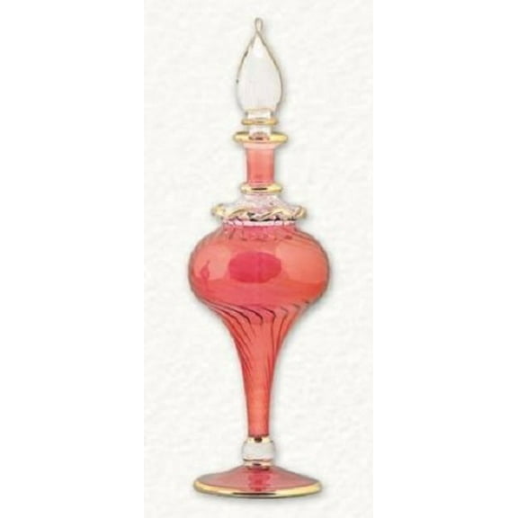 Red Swirl with Gold Trim Egyptian Blown Glass Perfume Bottle Made in Egypt