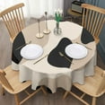 thumbnail image 3 of Black and Beige Modern Art Geometric Round Tablecloth 60" X 60",Wrinkle Wipeable Table Cloth for Kitchen Dining Room Picnic Patio Party, 3 of 6