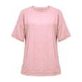 thumbnail image 3 of Timegard Summer Top for Women Round Neck Short Sleeve Oversized Loose Solid Color Casual Tee Blouse, 3 of 8