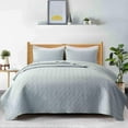 thumbnail image 1 of Peace Nest Premium Damask Pattern Reversible Coverlet Set 100% Soft Microfiber Fabric, Light Grey, King Size, 1 of 5