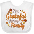 thumbnail image 3 of Inktastic I'm Grateful for My Family in Orange with Fall Leaves Boys or Girls Baby Bib, 3 of 4