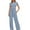 Light Blue, variant on Njoeus Yoga Workout Sets for Women Summer Casual 2 Piece Outfits Long Pants Set Womens Short Sleeve Crop Tops Jogging Sweatsuits Wide Leg Pants Tracksuits S-XXL