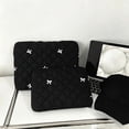 thumbnail image 4 of Black Quilted Laptop Sleeve Bag with Bow Detail Large Size, 4 of 7
