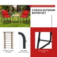 thumbnail image 4 of Gymax Ensemble Bistro d'Extérieur 3 Pcs Ensemble de Mobilier de Conversation pour Patio avec Coussins Rouges, 4 of 9