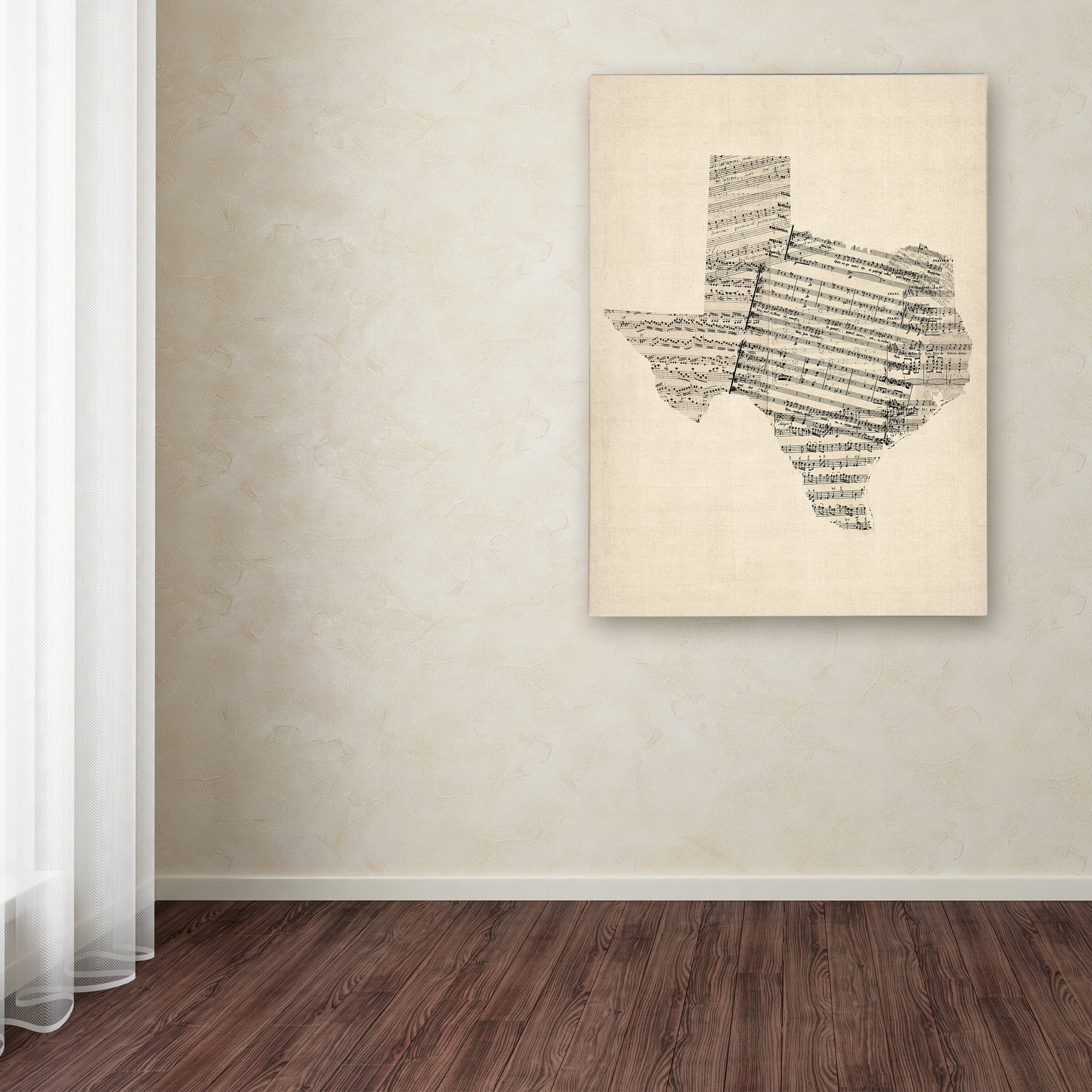 Michael Tompsett 'Old Sheet Music Map of Texas' Canvas Art