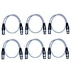 Seismic Audio 6 Pack of 2 Foot White XLR Patch Cables - 2' XLR Patch Cords White - SAXLX-2White-6Pack