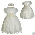 thumbnail image 3 of New Infant Girl Toddler Wedding Formal Party Dress + Hat (9-36M) S,M,L XL Ivory, 3 of 8