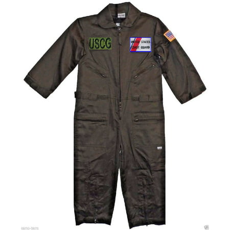 Kids United States Coast Guard Replica Flight Suit Sage Green Medium (10-12)