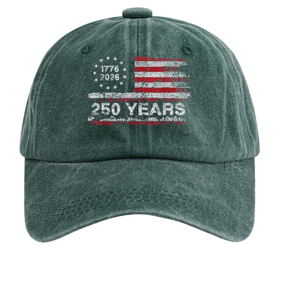 250 Anniversary Usa Hat Adjustable Vintage Style Baseball Cap Embroidered 250 Years Flag Print Structured Dad Hat for Men Women Army Green
