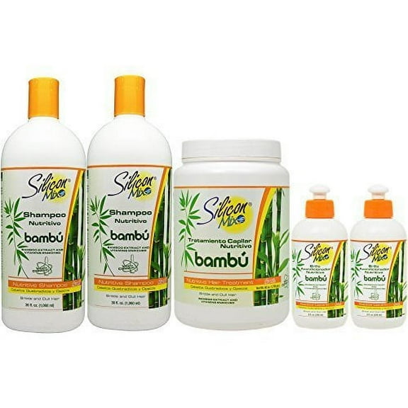 Silicon Mix Bambu Shampoo 36oz (Pack of 2) & Treatment 60oz & Leave-in 8oz (Pack of 2) "Set"