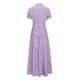 thumbnail image 4 of Vestido largo a rayas de verano 2024 para mujer, vestido informal con botones, manga corta, vestidos camiseros largos con cinturón,Purple,M, 4 of 6
