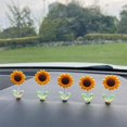 thumbnail image 7 of sunsanly 2/5Pcs Shaking Head Sunflower Car Decoration Adhesive Auto Dashboard Center Console Yellow Flower Ornament Doll Toy Figurine Christmas Gift, 7 of 7