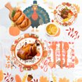 thumbnail image 2 of 130 Pieces Thanksgiving Tableware Set - Disposable Dinnerware Set for 16 Guests - Include Plate, Cup, Napkin, Cutlery, Tablecloth, Straws, Autumn, Thanksgiving Party Supplies, 2 of 8
