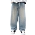 thumbnail image 2 of HUANBAI Arrival Boys Casual Pants Straight Leg Wide Trousers Fashion Retro Loose Fit Comfortable Kids Bottoms Straight Pants 5-6 Years, 2 of 6
