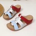 thumbnail image 6 of Roncen Women's Platform Sandals - Two-Tone Slide with Contrast Stitching & Cross-Strap Design, Adjustable Ankle Strap & Chunky Wedge, 6 of 9