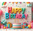 thumbnail image 3 of LUUFILx Colorful 3D Happy Birthday Banner Backdrop Party Decorations with Balloons Clouds and Rainbows, 3 of 7