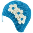 thumbnail image 4 of Beemo Swim Bathing Caps for Women & Girls - Retro Style Latex Bubble Crepe Swimming Hat with Tripple Flowers for Long/Short Hair, 4 of 4