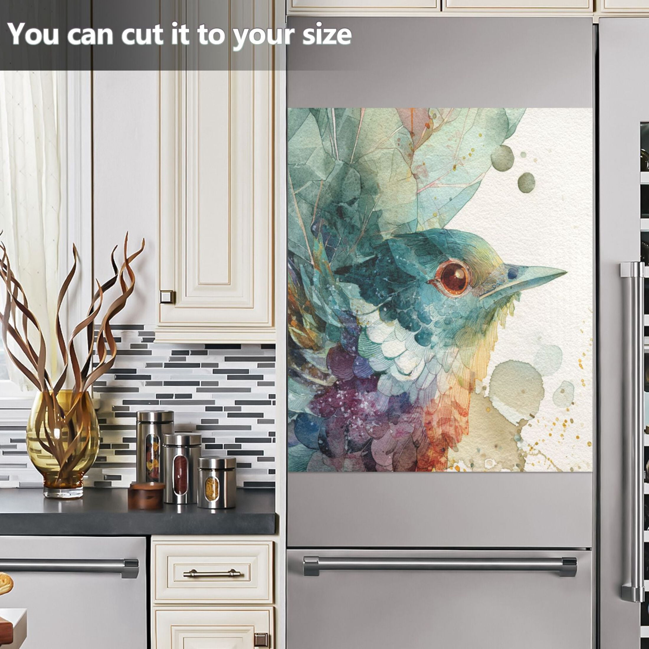 Dishwasher Magnetic Sticker 23x26 Inch Refrigerator Magnetic Sticker Washing Machine Magnetic Sticker Kitchen Panel Magnetic Sticker Home Decor Watercolor Blue Bird
