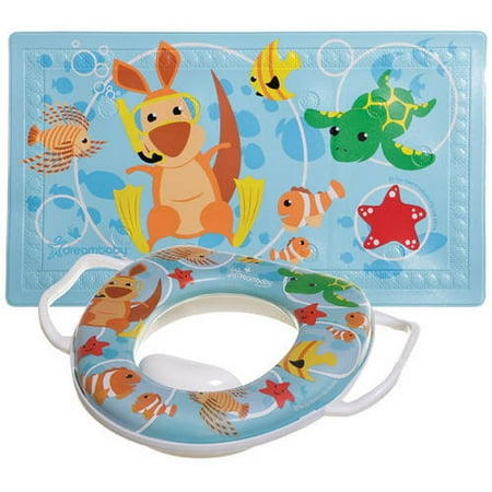 Dreambaby Anti-Slip Bath Mat with "Too-Hot" Indicator and Easy-Clean Potty Seat Combo