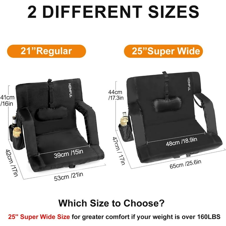 HOMFUL Folding Stadium Seat With Backrest & Lumbar Support - Portable Bleacher Chair For Sports, Camping, Beach