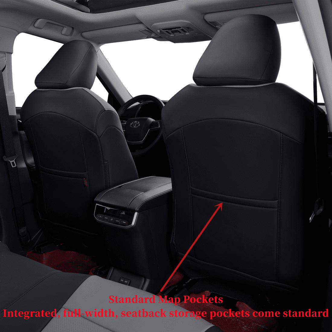coverdream Custom Fit Camry Car Seat Covers for Toyota Camry Hybrid 2012 2013 2014 2015 2016 2017 - Leatherette (Black/Gray,Full Set)