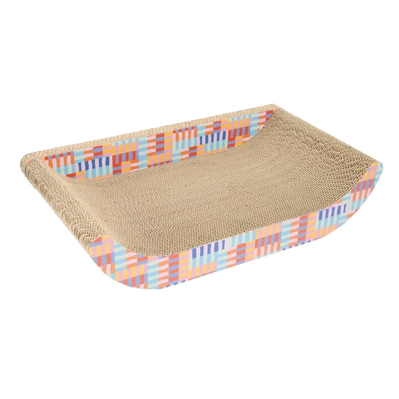Oodles Multicolored Retro Sofa Durable Corrugated Cardboard Cat Scratching Pad, One Size