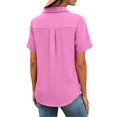 thumbnail image 4 of ZJXFGS Womens Loose Fit Tshirts,Womens Holiday Outfits Womens Tops Trendy Work Tops Womens Short Sleeve Tops Womens Shirts Dressy Casual Cotton Linen Dress Shirts Hot Pink S, 4 of 8