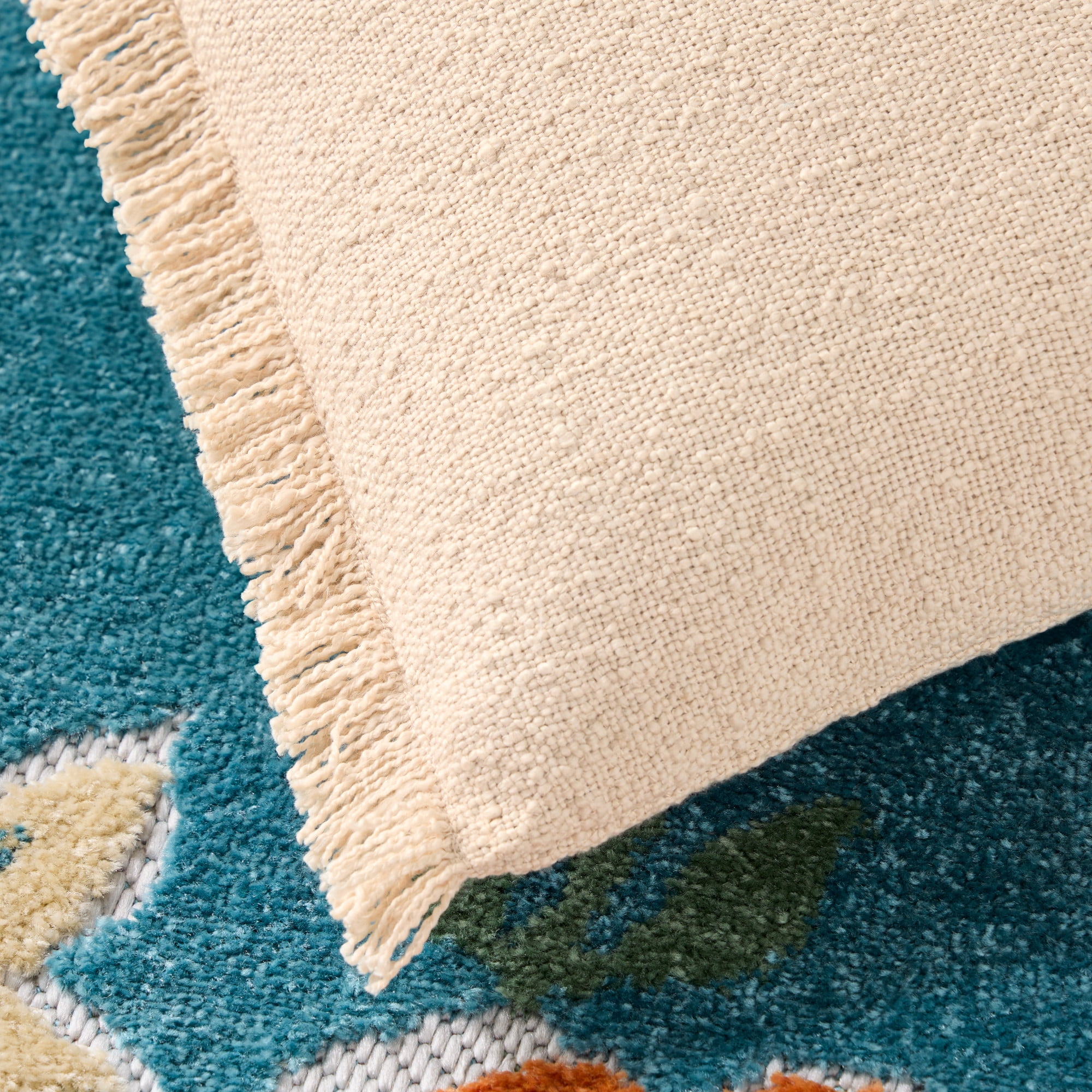 TOWN & COUNTRY EVERYDAY Rio Solid Fringe Handcrafted Indoor Outdoor Decorative Pillow 2-Pack Set, 100% Recycled Materials, UV Fade Resistant, Water Repellent, Beige 20"x20"