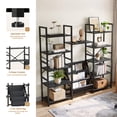 thumbnail image 3 of EnHomee Triple 5-Tier Industrial Bookshelf Set with 11 Open Display Shelves & 3 Fabric Bags, Large Bookshelves for Home Office, Bedroom,Living Room，Black, 3 of 8