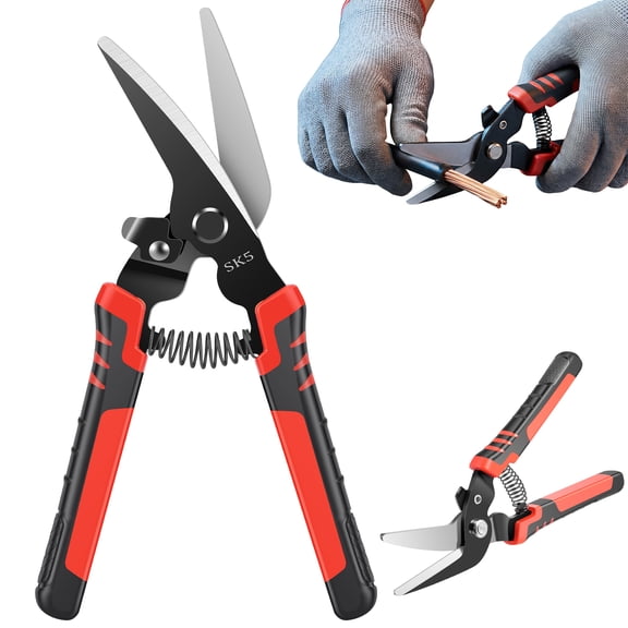 8 inch Heavy Duty Scissors Curved Tip Tin Snips with PVC Nonslip Handle