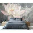 thumbnail image 3 of Pink Lotus Flowers Mural Wallpaper, Gray White Marble Wall Mural, Marble 3D Murals, Modern Light Luxury Art Large Wallpaper For Living Room Bedroom Wall Decor 55"W x 28"H (Not Peel and Stick), 3 of 6