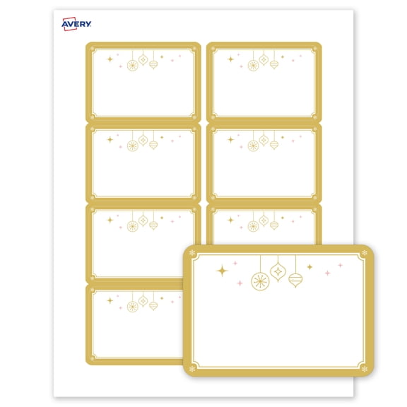 Avery Name Tags, 2-1/3" x 3-3/8", Gold-Metallic Ornaments, 80