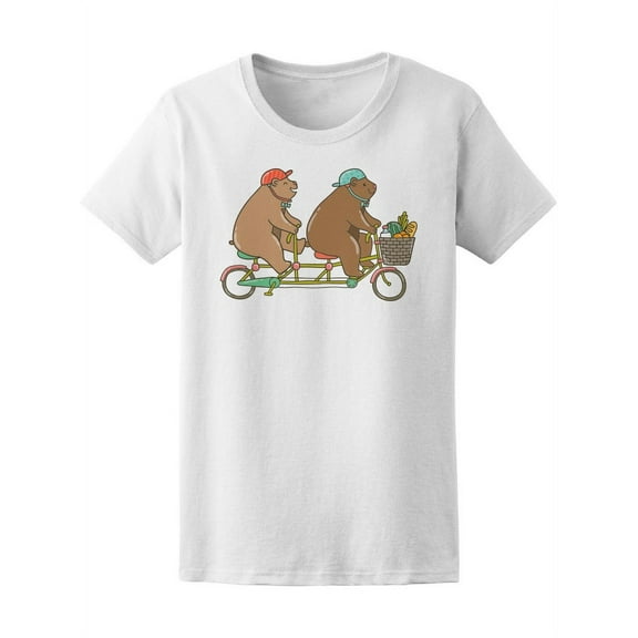 Cute Fat Bears Bicycle T-Shirt Women -Image by Shutterstock, Female Small