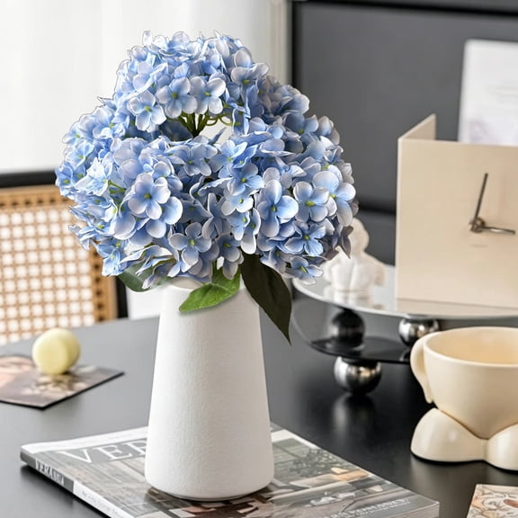 CHENjy Artificial Flowers Hydrangea Bouquet, Faux Floral Arrangement for Home Decor, Table Centerpiece for Living Room Blue