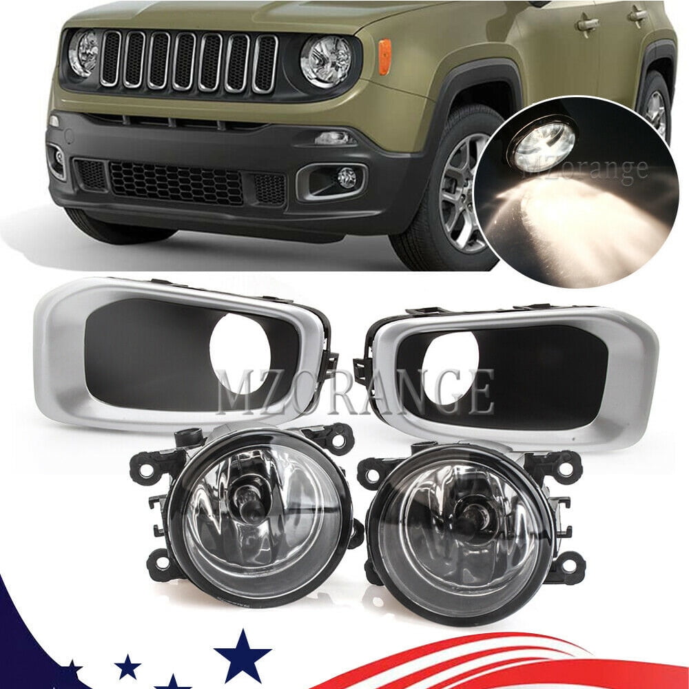 MZORANGE for Jeep Renegade 2015 2016 2017 2018 Front Fog Light with Bulbs Cover Bezel Kit