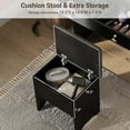 thumbnail image 3 of Bingirl Vanity Desk with Mirror and LED Lights, Makeup Vanity Desk with Power Outlet, 3 Lighting Color Adjustable, 2 Large Drawers, Dressing Table with Storage Stool Vanity, 3 of 9