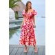 thumbnail image 3 of Vestido PRETTYGARDEN Midi de Verano con Escote Cuadrado y Mangas Abullonadas Rojo S, 3 of 5