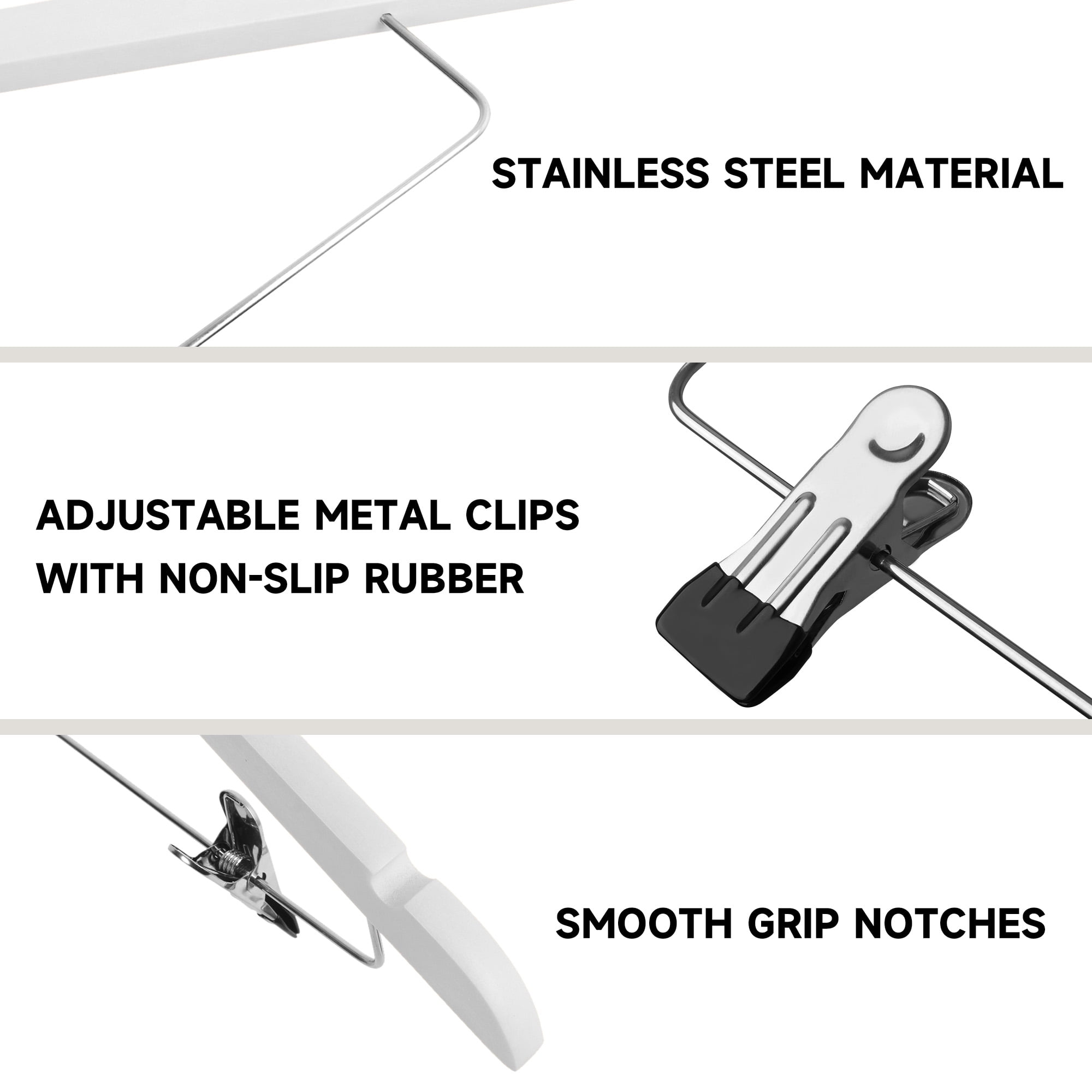 BP4U 12-Pack Wooden Hangers with Adjustable Metal Clips, Solid Wood Suit Hangers for Skirt, Dress, Coats, Jacket and Pants