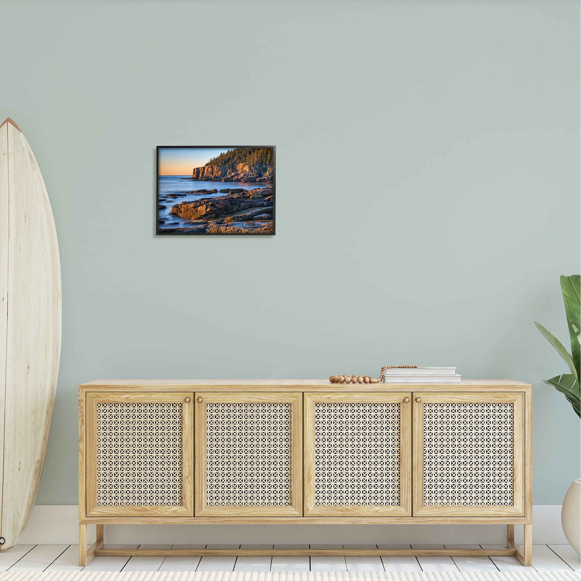 Stupell Rocky Cove Ocean Cliffs Landscape Photography Black Framed Art Print Wall Art