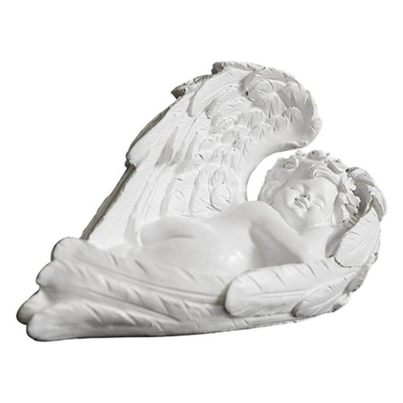 Maoww Statue d'Ange Blanc en Résine Décoration de Bureau Collection Accessoires de Fenêtre Noël Allonge-Toi Réfléchis à Droite