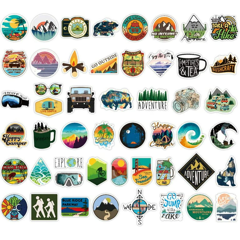 100 Outdoor Stickers for Water Bottles, El Nido Water Bottle Stickers, Mountain Stickers, Waterproof Stickers, Vinyl Stickers, Skateboard Stickers