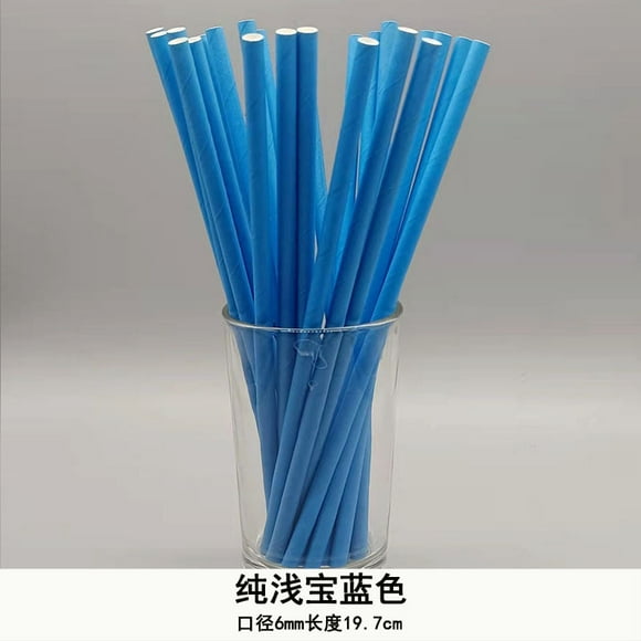 Nvzi 100Pcs Biodegradable Paper Straws for Party Supplies,Birthday,Christmas Decorations-Blue
