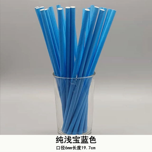 Nvzi 100Pcs Biodegradable Paper Straws for Party Supplies,Birthday,Christmas Decorations-Blue