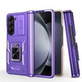 thumbnail image 4 of Elegant Choise Case for Samsung Galaxy Z Fold 5 5G Shockproof Pone Cover with Slide Camera Lens Protector and Ring Stand, Purple, 4 of 20