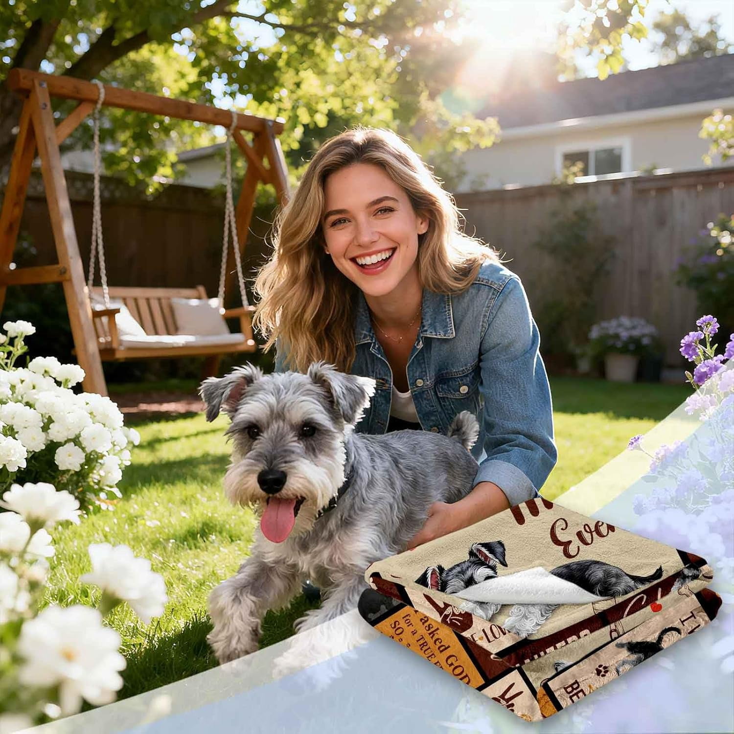 Schnauzer Gifts for Women, Schnauzers Mom Throw Blanket 60'' X 50" Schnauzers Dog Decor for Schnauzer Lovers Gifts
